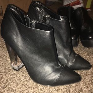 Clear heel booties